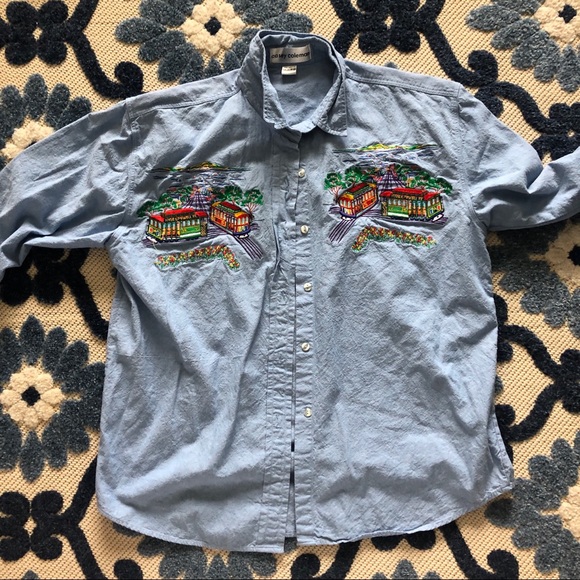 trolley embroidered chambray shirt - Picture 4 of 7
